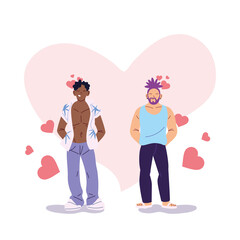 lgtbi men cartoons with hearts vector design