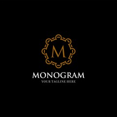 Monogram Logo Vintage M Letter Template