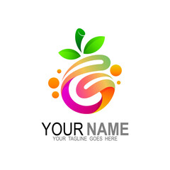 G logo design and fruit icon template, colorful logos, 3d, 