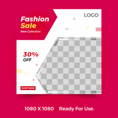 Fashion sale social media post template for business. Promotional Social media templates vector. Modern promotion square web banner for social media mobile apps. 