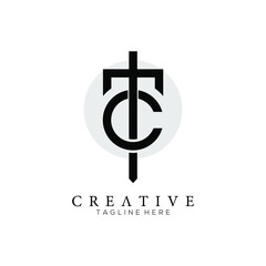 Monogram letter TC logo with circle background, unique modern creative clean elegant fashion brands