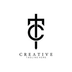 Monogram letter TC logo  unique modern creative clean elegant fashion brands