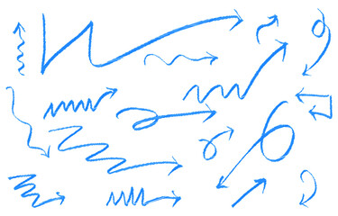 set of hand drawn arrows isolated on white background