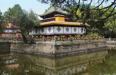 A pavilion, the Tsokyil Potrang, in the Norbulingka (Summer Palace) at Lhasa, Tibet, China