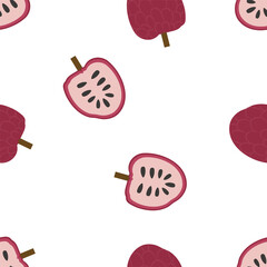 Annona, Red Custard Apple. Seamless Patterns 