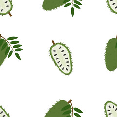 Annona, Soursop. Seamless Vector Patterns 