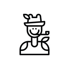 Bavarian Man, Cigarette, Pipe, Smoke Icon Logo Vector Isolated. Oktoberfest Icon Set. Editable Stroke and Pixel Perfect.