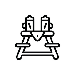 Table Bench Icon Logo Vector Isolated. Oktoberfest Icon Set. Editable Stroke and Pixel Perfect.