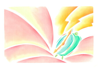 目覚まし時計がけたたましくなっている状態をグラフィックパターンで表現