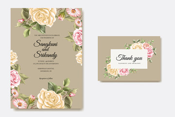 Wedding invitation template with rose
