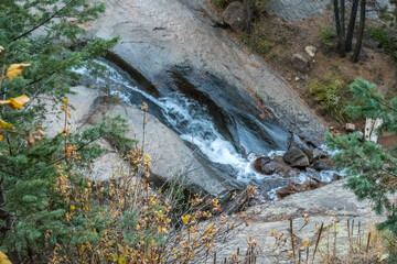 A narrow stream of water in Colorado Springs, Colorado