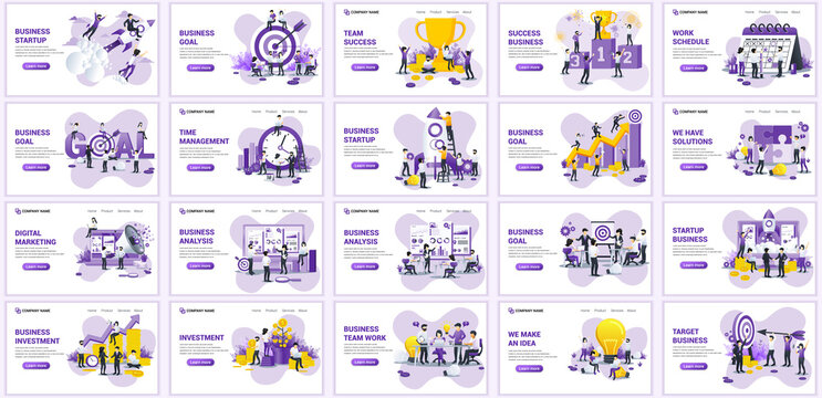 Set of landing page design templates, Big collection concept of business flat vector illustration. can use for web banner, infographics, landing page, web template