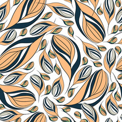 Abstract floral seamless pattern. Striped petals on a white background. Vector illustration for design fabric, card, print, wrapping.