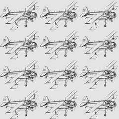 Seamless pattern with pencil drawn airplanes. Backgrounds and textures for boys, travel, business design, packaging, fabric, textiles, prints