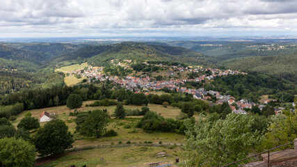 Fototapeta na wymiar A beautiful mountain landscape panorama in Dabo in France