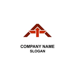 Fototapeta premium TA or AT letter initial logo, abstract unique shape with arrow up T.