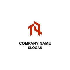 TA or T4 letter initial logo, abstract unique shape forming A letter.