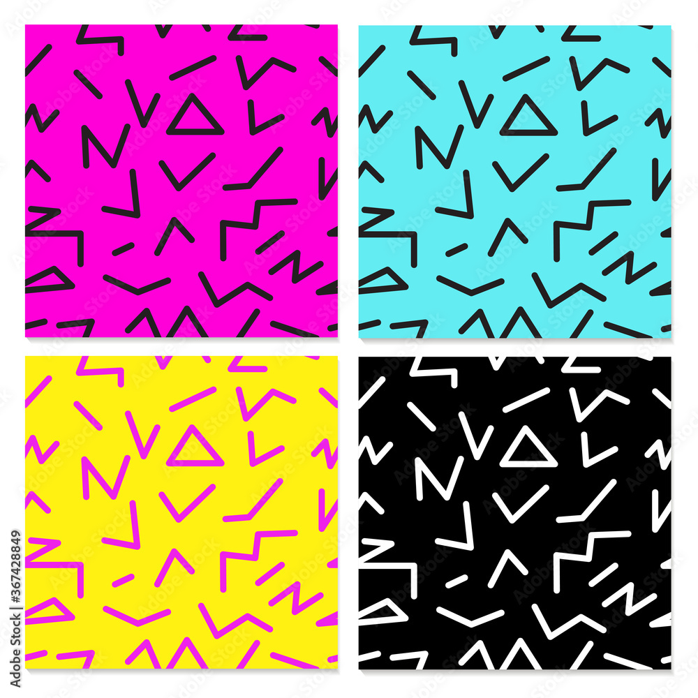 Aufkleber seamless abstract geometric pattern in retro memphis style