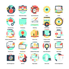 Flat Icons Set of Software Design and Development 