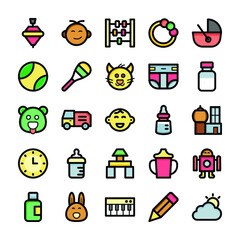 Baby and Kids Flat Vector Icons Pack 