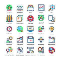 Flat Vector Icons Collection Of Project Management