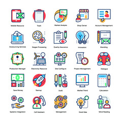 Flat Icons Collection Of Project Management
