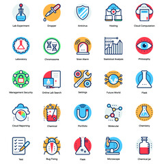 Flat  Icons Collection Of Science and Technology