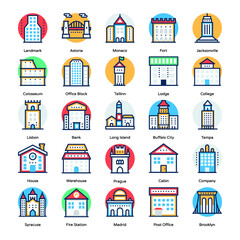Pack of Buildings Flat Icons 