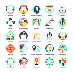 Fototapeta premium Human Resource Flat Vector Icons 