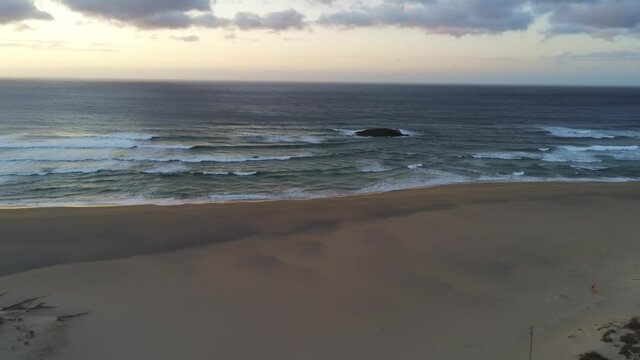 Beautiful beach in Galicia,Spain. Aerial Drone Video