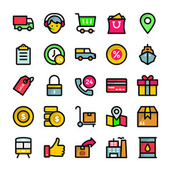 Flat Icons Set of Delivery and Shipping