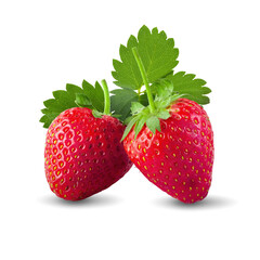 Fresh strawberries isolated over a white background with clipping path.
