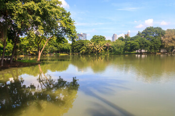 View of lake in Lumphini Park