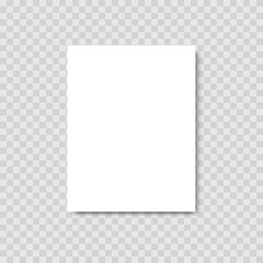 Blank white paper banner sheets with soft shadow. Vector.