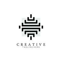 Minimalist trendy shapes, with square background, simple universal geometric monogram logo template