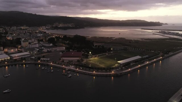 Aerial view in coastal village of Viveiro. Galicia.Spain. Drone Footage