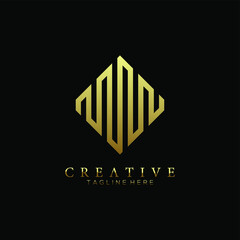 Minimalist trendy shapes, simple universal geometric gold logo template