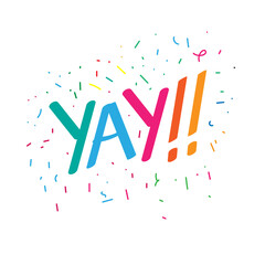 Yay! Vector hand-drawn lettering banner. vector illustration