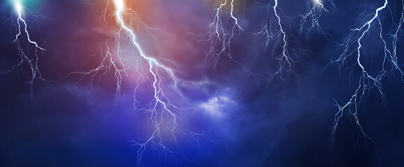 Lightning, thunder cloud dark cloudy sky - Powered by Adobe