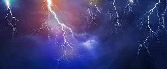 Gardinen Lightning, thunder cloud dark cloudy sky © LOVE A Stock