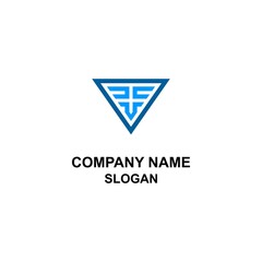 FF letter initial logo, bold F letter mirrored forming triangle diamond.