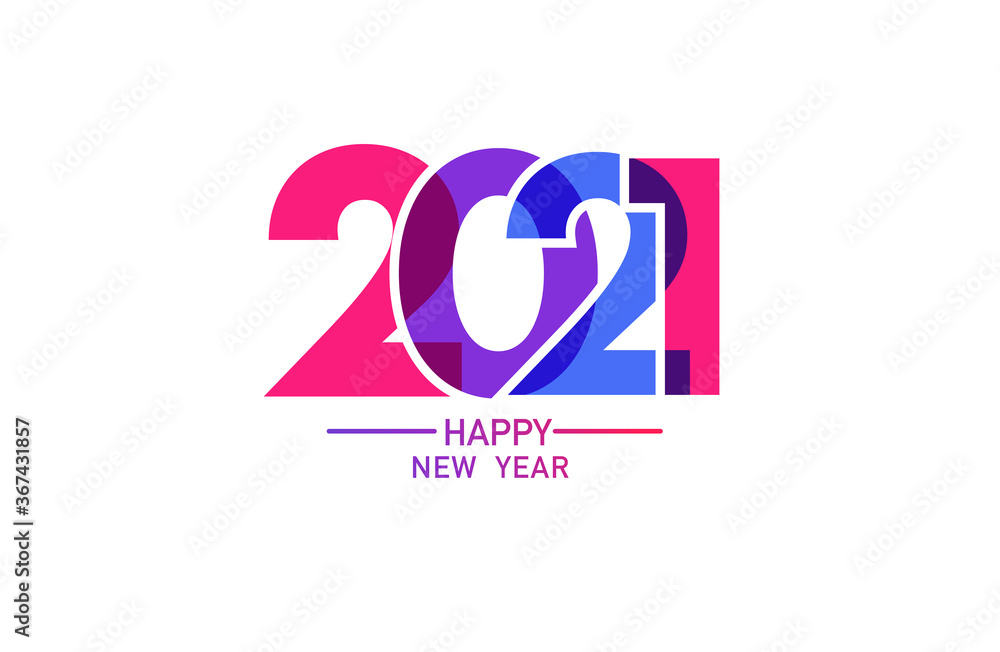 Poster 2021 happy new year text design vector template