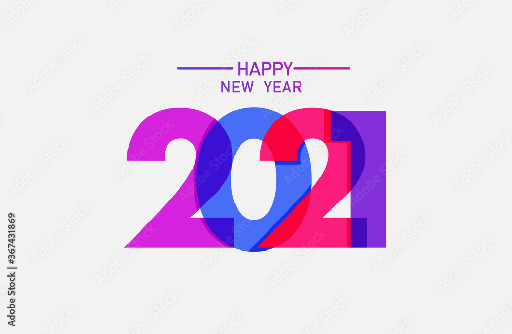 Poster 2021 happy new year text design vector template