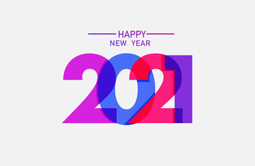 2021 happy new year text design vector template