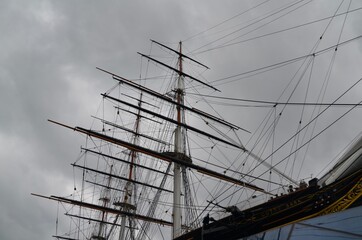 Masts on the Cutty Sark sailing ship at Greenwich Maritime Museum, London