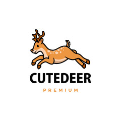 cute deer cartoon logo vector icon illustration