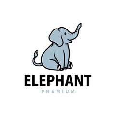 cute elephant cartoon logo vector icon illustration