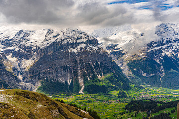 The mountain scenery above the town of Grindelwald