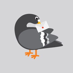 Flat Design Post Pigeon The use of pigeons to send information is a communication in the past concept Vector Illustration.