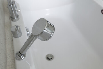 White bathtub in luxury modern bathroom.